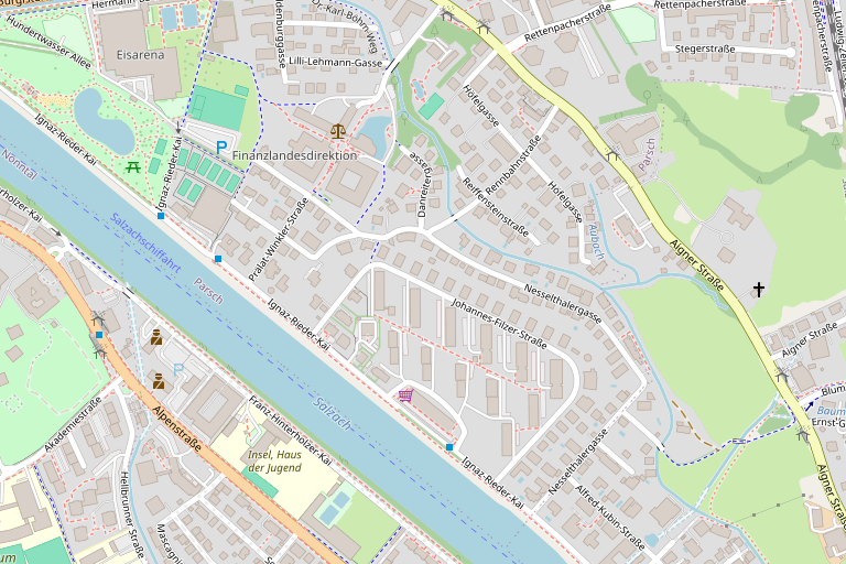 Map showing the location of the office at Ignaz-Rieder-Kai in Salzburg